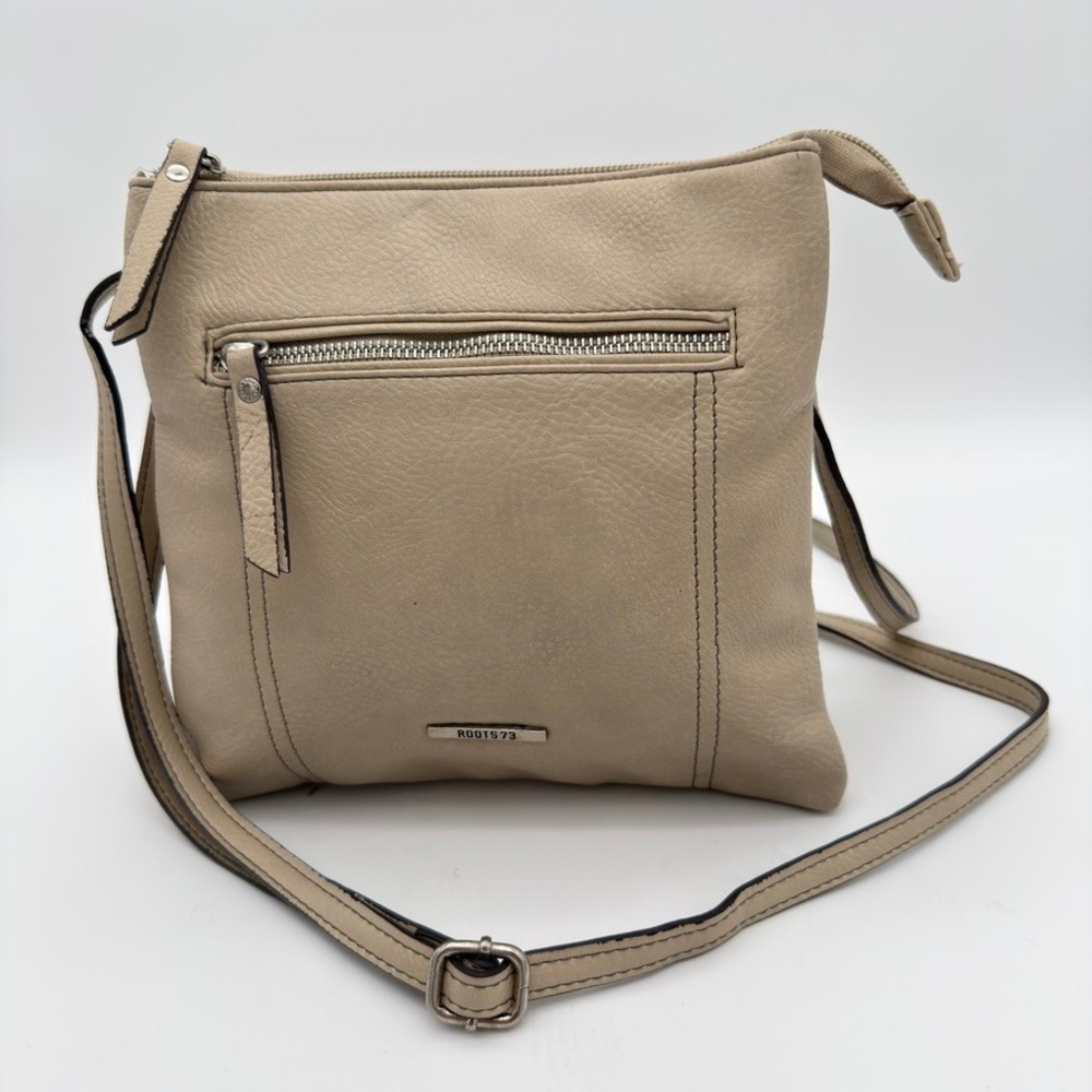 Roots 73 Beige Faux Leather Crossbody Bag Multi Pocket R5194SB